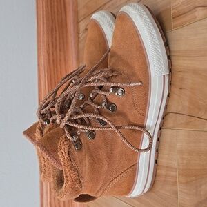 Converse Chuck Taylor All Star High Top Womens Suede Leather Brown Gold Size 8